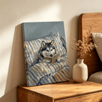 Personalised Oil Painting Style Pet Reading in Bed Photo Canvas Prints with Text Home Decor Housewarming Birthday Gift for Pet Lovers