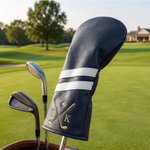 Personalised Embroidered Monogram Waterproof Double Lined PU Leather Golf Head Cover with Name and Initials Birthday Club Gift for Golf Lovers