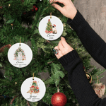 Personalised Watercolor Pet Photo Adorable Ceramic Ornament with Name and Year Hanging Decoration Christmas Gift for Pet Owners Lovers