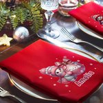 Personalisierte 100% Baumwolle Serviette mit Schneemann & Namen | Wiederverwendbar | Tischdeko | Weihnachten Geschenk für Familie & Freunde