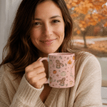 Gepersonaliseerde herfstmok met esdoornblad en pompoenmotief, 11 oz en 15 oz, van keramiek, met naam en tekst – dankdag- of verjaardagscadeau voor familie of vrienden
