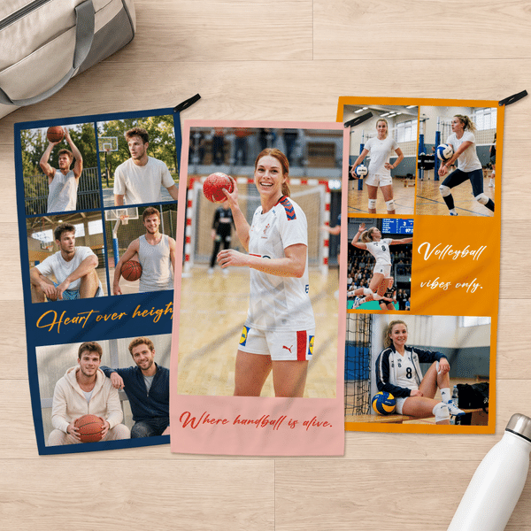 Personalised Multicolour 1-6 Photos Quick Drying Sports Towel with Text Outdoor Activities Birthday Anniversary Gift for Women Men