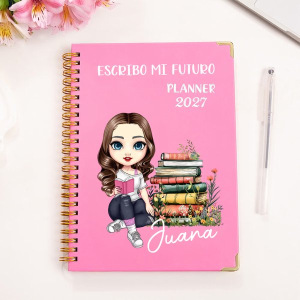 Comienza con un día planificado - Cuaderno A5 personalizado con nombre y agenda