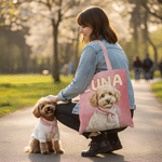 Personalized Watercolor Pet Portrait Canvas Tote Bag with Name and Photo Daily Use Birthday Gift for Pet Owners Lovers