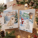 Personalised Christmas Tree Pet Photo Greeting Card with Name and Envelope Christmas New Year Gift for Family Friends