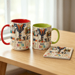 Personalized Painting Tools Flowers 11 oz 15 oz Ceramic Mug with Name and Coaster Daily Use Birthday Anniversary Gift for Artists Painters Friends