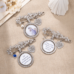 Today a Beautiful Bride Tomorrow a Loving Wife Always My Wonderful Daughter -- Personalised Engraved Bouquet Charm Blue Pin Brooch