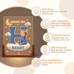 Personalized 3D-Effect Artwork Cartoon Character Photo Acrylic LED Night Light with Name and Wooden Base Bedroom Decor Birthday Gift for Kids