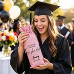 Personalised Simple Line Graduation Cap Drawstring Wine Bag with Text Name Year Graduation Party Gift for Master PhD Graduates