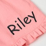 Personalised Embroidered Name Ruffle Summer Pyjama Set Wedding Birthday Gift for Flower Girl Daughter