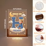 Personalized 3D-Effect Artwork Cartoon Character Photo Acrylic LED Night Light with Name and Wooden Base Bedroom Decor Birthday Gift for Kids