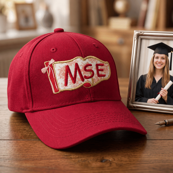 Personalized Embroidered Coquette College Pennant Flag Baseball Cap with Text College Spirit Accessory Graduation Gift for Students