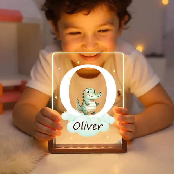 Personalized Animal LED Night Light with Name Acrylic Bedroom Lamp for Kids