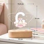 Veilleuse LED en forme d'étoile personnalisée avec nom - Acrylique et socle bois - Cadeau rentrée et anniversaire pour enfants