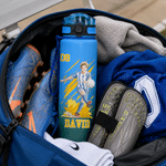 Personalised Watercolor Sports Photo 34 oz Motivational Sport Water Bottle with Name and Number Outdoor Use Anniversary Birthday Gift for Athlete