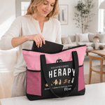 Personalised Occupational Therapy Classic Winnie the Pooh Mesh Pockets Capacity Tote Bag with Name and Text Daily Use Birthday Gift for Woman Teacher