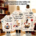Couverture à capuche personnalisée avec nom personnage de dessin animé et fleur de naissance - Cadeau d'anniversaire pour amoureuses des livres
