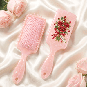 Personalised Gemstone Effect Birth Flower Hair Brush with Name Daily Use Anniversary Birthday Gift for Women Girls Bridesmaids Besties