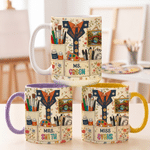 Personalized Painting Tools Flowers 11 oz 15 oz Ceramic Mug with Name and Coaster Daily Use Birthday Anniversary Gift for Artists Painters Friends