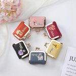 Spersonalizowany Bukiet Kwiatów Narodzin Vintage Mini Skórzane Pudełko na Biżuterię z Nazwą i Zamkiem Podróżnym Niezbędny Prezent Urodzinowy dla Druhny dla Kobiet