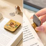 Personalised Cute Banknote Pencil Cartoon Dog PU Leather Magnetic Bookmark Clip with Name Back to School Library Bookish Birthday Gift for Bookworms