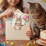 Carte de vœux personnalisée « Joyeux anniversaire » avec photo de votre animal, son nom et l'année – Cadeau d'anniversaire pour les propriétaires et les amoureux des animaux