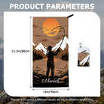 Personalised Fishing Silhouette Colourful Portable Quick Drying Outdoor Towel with Name and Lanyard Fishing Activities Birthday Gift for Men Women