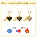 Personalized Heat-Activated Hidden Photo Angel Wing Heart Necklace with Engraved Text Memorial Sympathy Gift for Women