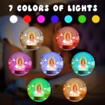 Personalised Dream Big Cartoon 3D-Style Character Artwork Photo LED Night Light with Wooden Base and Name Bedroom Decor Birthday Gift for Children