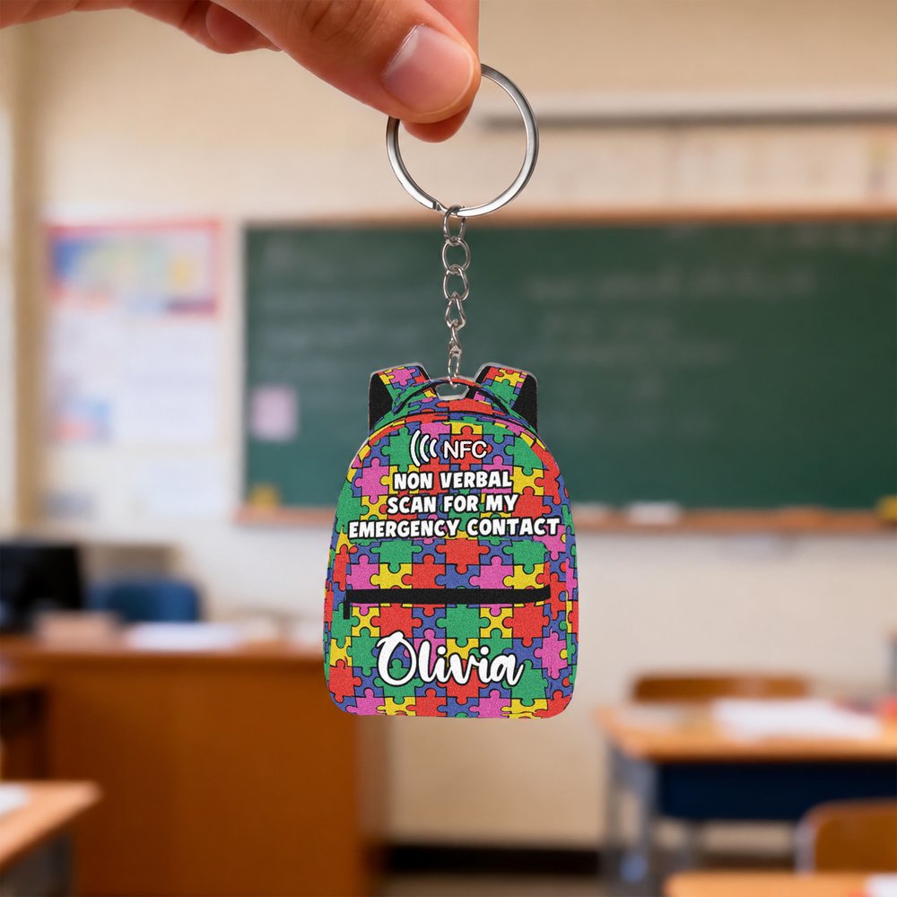 targhetta colorata personalizzata per lo zaino con nfc