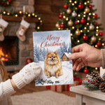 Personalised Christmas Tree Pet Photo Greeting Card with Name and Envelope Christmas New Year Gift for Family Friends