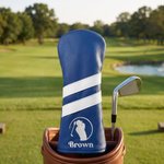 Personalised Embroidered Monogram Waterproof Double Lined PU Leather Golf Head Cover with Name and Initials Birthday Club Gift for Golf Lovers
