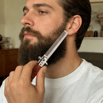 Personalised Bearded Man Photo Wooden Stainless Steel Foldable Beard Comb with Name and Gift Box Wedding Anniversary Gift for Husband Groomsman