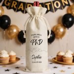 Personalised Simple Line Graduation Cap Drawstring Wine Bag with Text Name Year Graduation Party Gift for Master PhD Graduates
