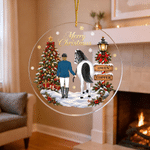 Personalized Cartoon Character Horse Back View Acrylic Glass Ornament with Name Tree Decoration Christmas Gift for Riders Horse Lovers
