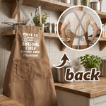 Personalised Don't Mess with The Chef Humorous Text Baking Canvas Apron with Name Daily Cooking Use Birthday Gift for Husband Dad Cooking Lover