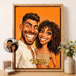 Personalized Exaggerated Western-Style Cartoon Photo Canvas Prints with Text Modern Room Decor Ship from USA Birthday Gift for Family Friends