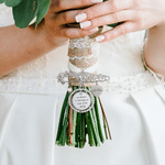 Today a Beautiful Bride Tomorrow a Loving Wife Always My Wonderful Daughter -- Personalised Engraved Bouquet Charm Blue Pin Brooch