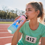 Personalised Watercolor Sports Photo 34 oz Motivational Sport Water Bottle with Name and Number Outdoor Use Anniversary Birthday Gift for Athlete