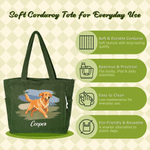 Personalised Cute Pet Running Photo Large Capacity Corduroy Tote Bag with Name Daily Use Birthday Gift for Pet Lovers Owners