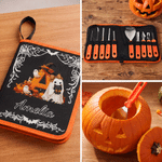 Set personalizzato di 10 strumenti per intagliare le zucche di Halloween a forma di fantasma, con iniziale del nome e custodia: regalo di Halloween per famiglie, ragazzi e ragazze