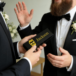 Personalised Bearded Man Photo Wooden Stainless Steel Foldable Beard Comb with Name and Gift Box Wedding Anniversary Gift for Husband Groomsman