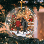 Personalized Cartoon Character Horse Back View Acrylic Glass Ornament with Name Tree Decoration Christmas Gift for Riders Horse Lovers