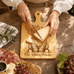 Personalized Highland Cow Reversible Wooden Cheese Charcuterie Cutting Board with Text and Handle Housewarming Birthday Gift for Family