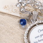 Today a Beautiful Bride Tomorrow a Loving Wife Always My Wonderful Daughter -- Personalised Engraved Bouquet Charm Blue Pin Brooch