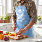 Personalised Don't Mess with The Chef Humorous Text Baking Canvas Apron with Name Daily Cooking Use Birthday Gift for Husband Dad Cooking Lover