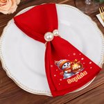 Personalisierte 100% Baumwolle Serviette mit Schneemann & Namen | Wiederverwendbar | Tischdeko | Weihnachten Geschenk für Familie & Freunde