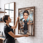Personalized Cartoon Barber Character Photo Canvas Prints with Name Home Decor Birthday Barber Shop Opening Gift for Barber
