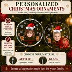 Personalised Kid Fun Face Photo Christmas Hat Acrylic Glass Ornament with Name Text and Year Tree Decoration Christmas Gift for Kids Friends