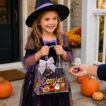 Personalized Cute Halloween Theme Transparent Tote Bag with Name and Bow Halloween Party Gift for Kids